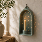 Ceramic Ajour Wall Candle Holder, Shadow Casting Wall Sconce, Handmade Perforated Candle Holder, Housewarming Gift Decor | LA128