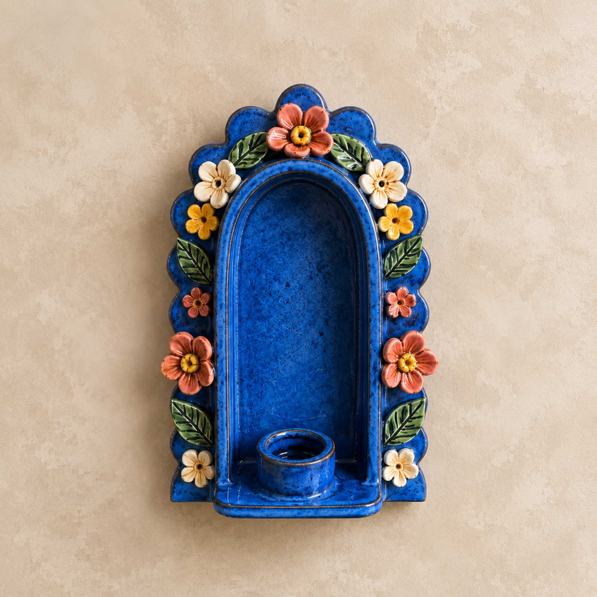Ceramic Floral Arch Wall Candle Holder -NN09