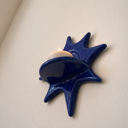 Handmade Ceramic Sunburst Wall Tealight Candle Holder - NN02
