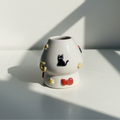 Handcrafted 3D Black Cat Ceramic Matcha Bowl with Spout, Cute Kitten Embossed Matchawan, Whimsical Cozy Black Cat Tea Cup, Gift for Cat Lover • HX16