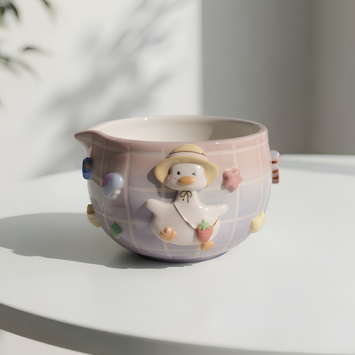 Grid Goose Silly Matcha Bowl Set | Handmade Ceramic Chawan | LA031