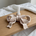 Handcrafted Ribbon Bow Ceramic Candle Holder, Pink Nude Coquette Taper Candlestick Stand • HX38
