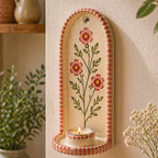 Wall Candle Holder Ceramic, Hand Painted Floral Sconce, Kitchen Decor, Cottagecore Wall Art, Handmade Gift for Her, Home Decor Accent | LA121