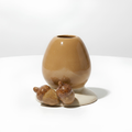 Autumn Forest Squirrel & Acorn 3D Handcrafted Ceramic Matcha Bowl and Whisk Holder Set • HX17