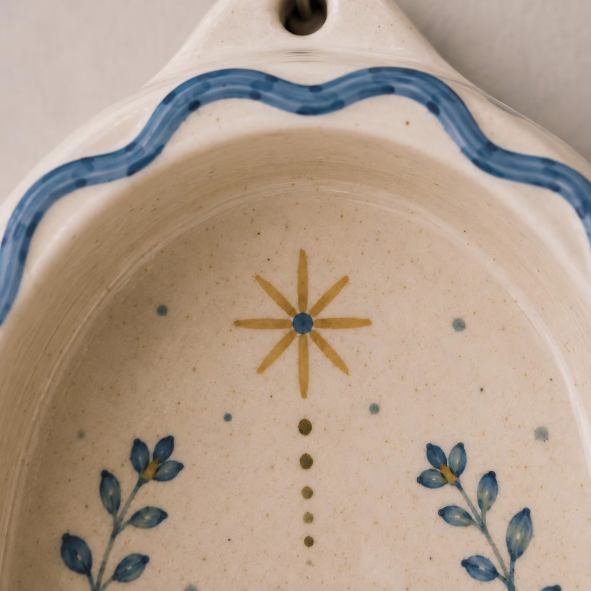 Ceramic Wall Candle Holder, Blue Floral Wall Sconce, Cottagecore Decor, Rustic Wall Decor | LA141