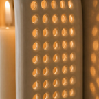 Perforated Ceramic Wall Sconce, Handmade Candle Lantern, Taper Candle Holder, Botanical Light Decor, Tealight Holder, Housewarming Gift | LA138