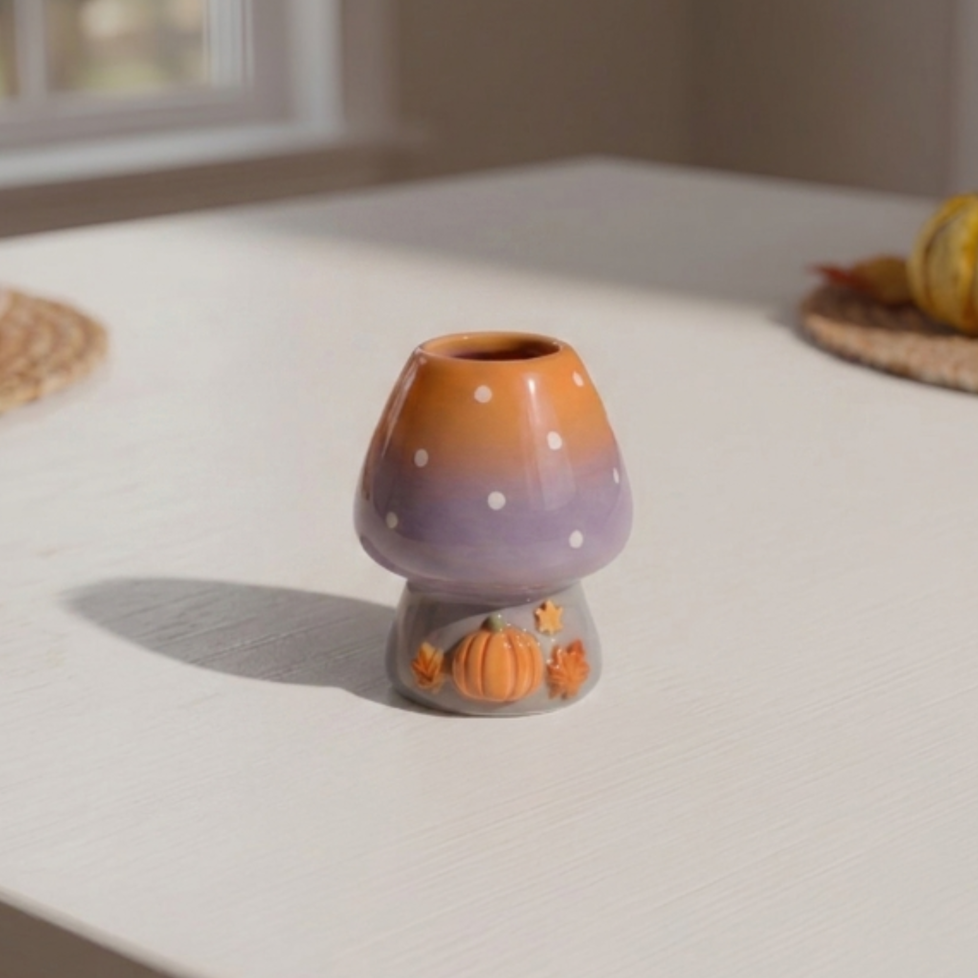 Ombre Halloween Matcha Bowl, Handmade Ceramic Matcha Set, Pumpkin Ghost Chawan with Whisk Holder | LA041