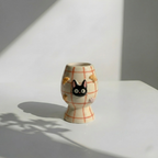 Grid Cute Cat Matcha Bowl | Handmade Ceramic Chawan | LA019