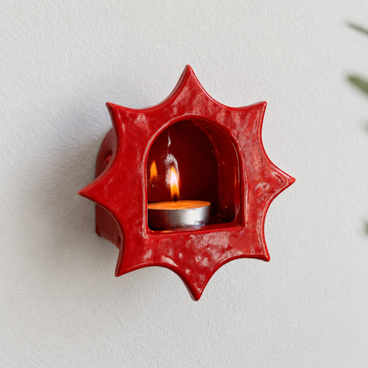 Ceramic Sunburst Wall Candle Holder - NN01
