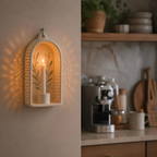 Perforated Ceramic Wall Sconce, Handmade Candle Lantern, Taper Candle Holder, Botanical Light Decor, Tealight Holder, Housewarming Gift | LA138