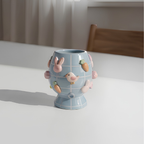 Grid  Mint Blue Bunny Matcha Bowl | Handmade Ceramic Chawan | LA028