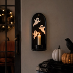 Ghost Wall Candle Holder, Halloween Wall Sconce, Handmade Ceramic Taper Candle Holder, Black Gothic Wall Decor, Spooky Home Decor | LA133