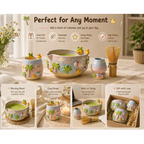 Handmade Frog Matcha Bowl Set, Cute Duck Ceramic Matcha Tea Set, Ombre Matcha Bowl with Whisk Holder, Kawaii Tea Gift | LA2