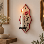 Thorny Rose Ceramic Wall Candle Holder, Hand Painted Floral Taper Candle Sconce - NN