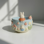 Ombre Cute Bunny Matcha Bowl | Handmade Ceramic Chawan | LA025