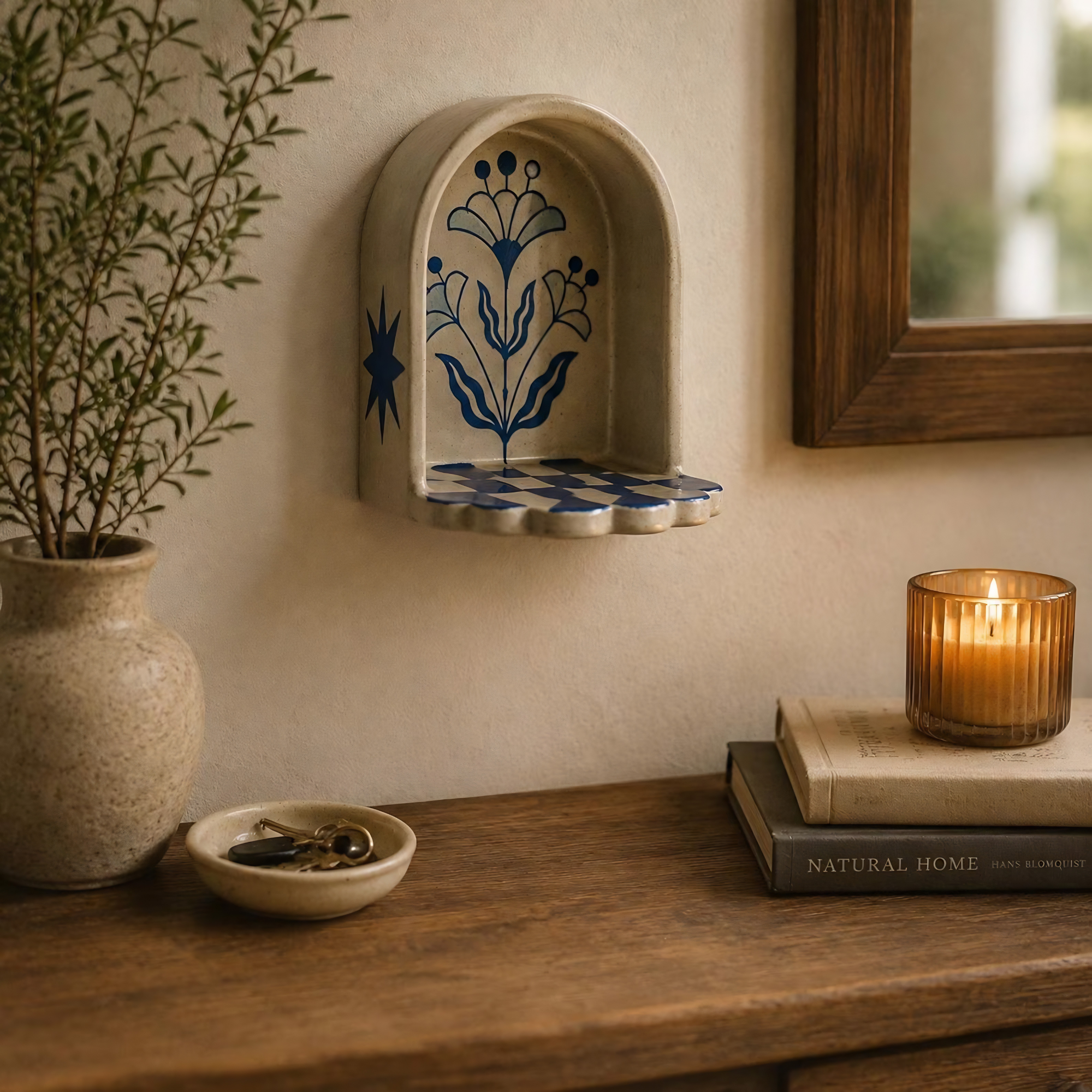 Handmade Ceramic Wall Niche Candle Holder, Unique Housewarming Gift | LA143