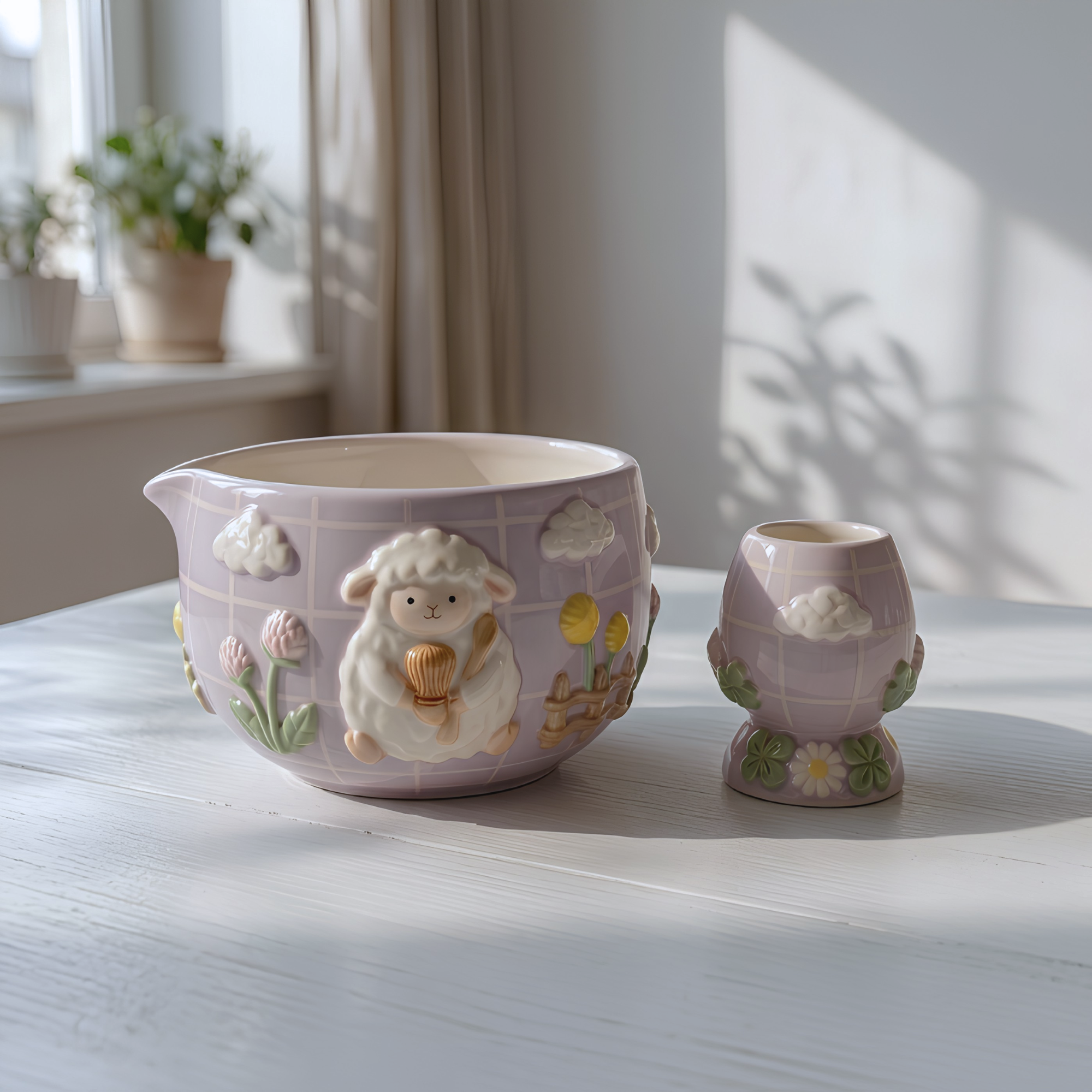 Happy Little Lamb Matcha Bowl | Handmade Ceramic Chawan | LA014