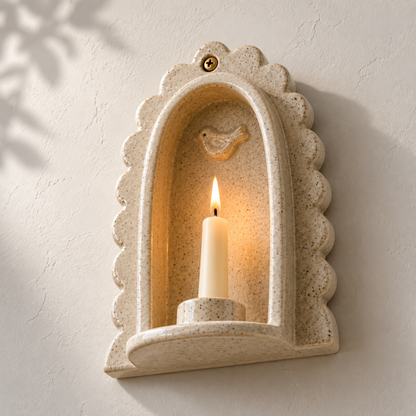 Ceramic Bird Arch Wall Candle Holder - NN07