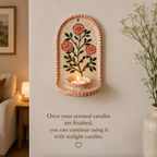 Handmade Ceramic Wall Candle Holder, Floral Taper Candle Sconce, Cottagecore Wall Decor, Unique Housewarming Gift Set | Ceramic Wall Candle Holder | LA119