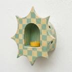 Ceramic Checkerboard Wall Candle Holder - NN05