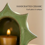 Mint Green Glossy Glaze Candle Holder – Celestial Boho Decor| LA112