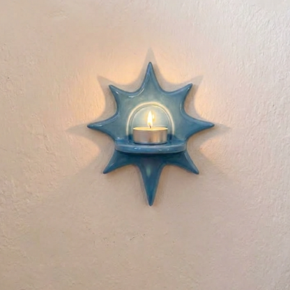 Handmade Ceramic Sunburst Wall Tealight Candle Holder - NN02