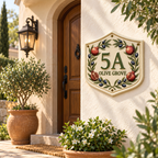 Personalized Ceramic House Number Sign - Olive & Pomegranate Address Plaque, Handmade Mediterranean Wall Decor