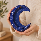 Handmade Crescent Moon Ceramic Wall Candle Holder, Celestial Taper Candle Sconce, Star Wall Decor, Moon Lover Gift, Housewarming Gift