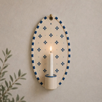 Blue Floral Wall Candle Holder, Handmade Ceramic Wall Sconce, Mediterranean Decor, Cottagecore Wall Decor, Housewarming Gift | LA124