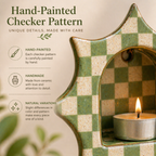 Handmade Checkerboard Ceramic Wall Candle Holder, Sunburst Silhouette, Cottagecore Decor | LA110