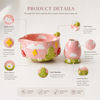 Fairytale Pink Sky Smiski 3D Handcrafted Ceramic Matcha Bowl and Whisk Holder Set • HX07