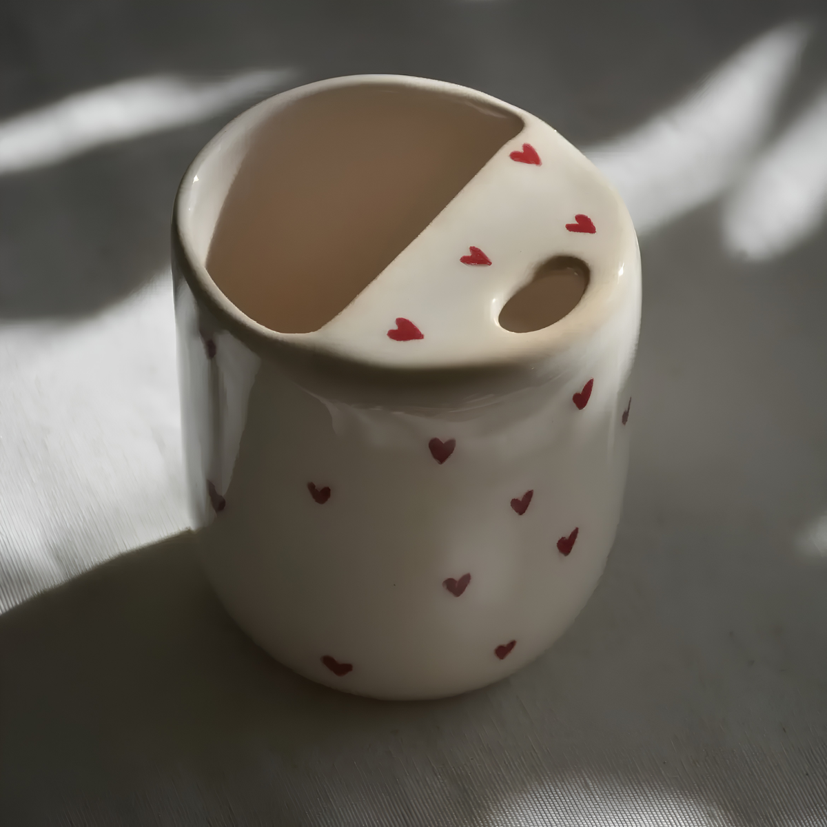 Handmade Ceramic Travel Mug, Reusable Coffee Cup with Built-in Lid, Cherry Cottagecore Mug, Eco Friendly Gift | LA039