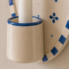 Blue Floral Wall Candle Holder, Handmade Ceramic Wall Sconce, Mediterranean Decor, Cottagecore Wall Decor, Housewarming Gift | LA124