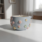 Grid  Mint Blue Bunny Matcha Bowl | Handmade Ceramic Chawan | LA028