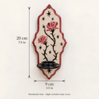 Thorny Rose Ceramic Wall Candle Holder, Hand Painted Floral Taper Candle Sconce - NN