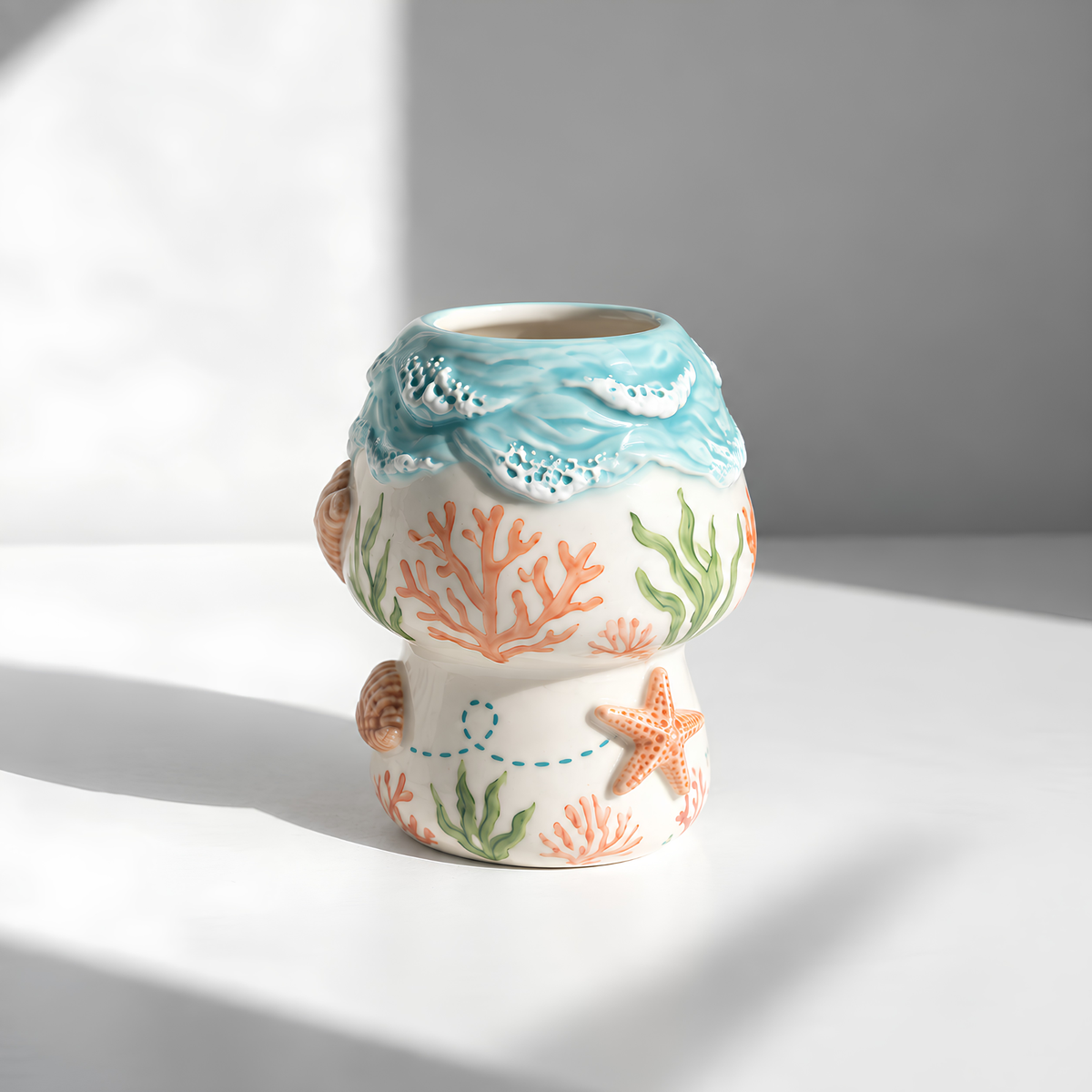 Ocean Reef Matcha Bowl Set - Spouted Chawan and Whisk Holder, Handmade Ceramic Tea Set, Coastal Gift for Matcha Lovers