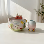 Cute Dog Matcha Bowl Set | Handmade Ceramic Puppy Doghouse Whisk Holder | Pastel Backyard Chawan | Dog Lover Gift for Tea Lovers | LA057