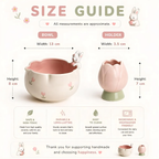 Handmade Bunny Matcha Tea Set - Cute Rabbit Chawan, Ceramic Matcha Bowl with Tulip Whisk Holder, Kawaii Tea Lover Gift | LA043
