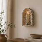Wall Candle Holder, Ceramic Wall Sconce, Handmade Floral Candle Holder, Botanical Taper Candle Holder, Cottage Decor Gift | LA134