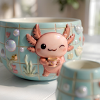 Grid Axolotl Matcha Bowl Set | Handmade Matcha Bowl Set | LA040
