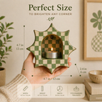 Handmade Checkerboard Ceramic Wall Candle Holder, Sunburst Silhouette, Cottagecore Decor | LA110