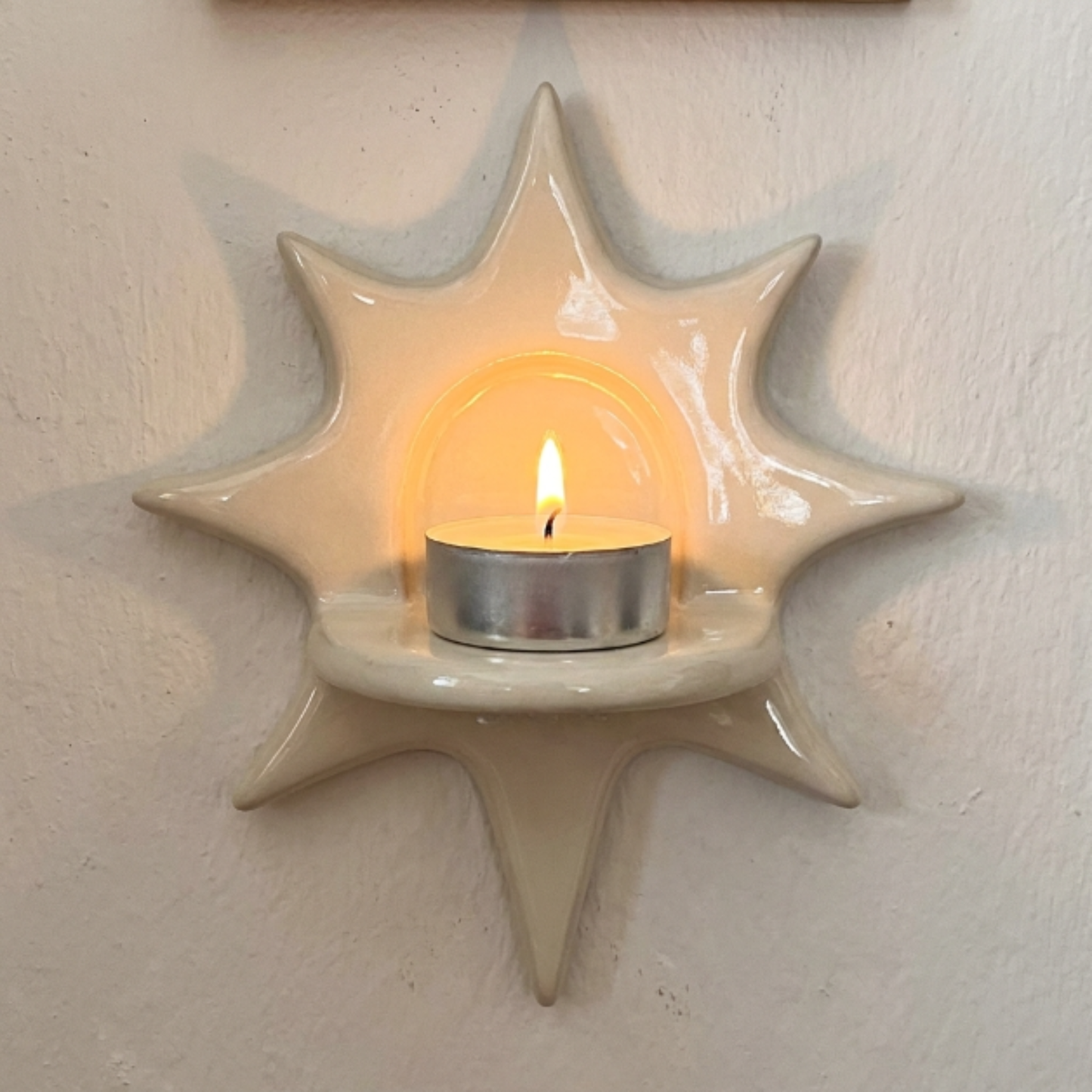 Handmade Ceramic Sunburst Wall Tealight Candle Holder - NN02