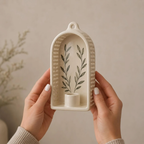 Perforated Ceramic Wall Sconce, Handmade Candle Lantern, Taper Candle Holder, Botanical Light Decor, Tealight Holder, Housewarming Gift | LA138