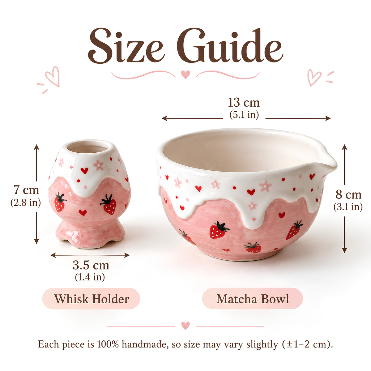 Strawberry Matcha Bowl Set - Pink Ceramic Chawan with Spout, Chasen Whisk Holder