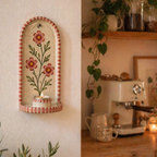 Wall Candle Holder Ceramic, Hand Painted Floral Sconce, Kitchen Decor, Cottagecore Wall Art, Handmade Gift for Her, Home Decor Accent | LA121