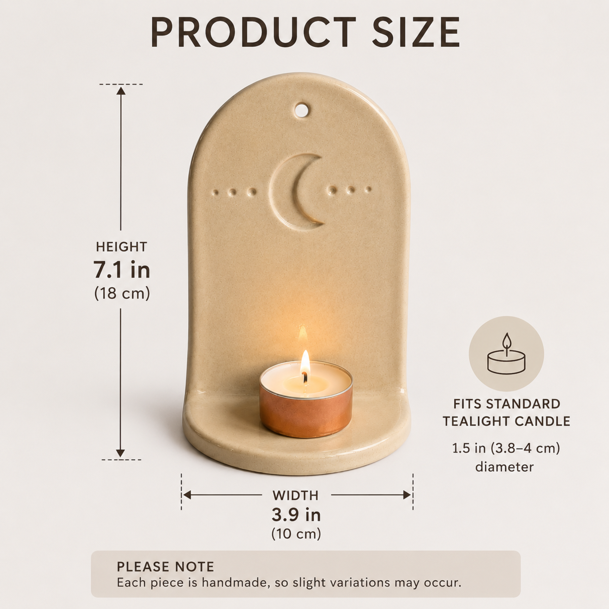 Handmade Ceramic Moon Wall Tealight Holder