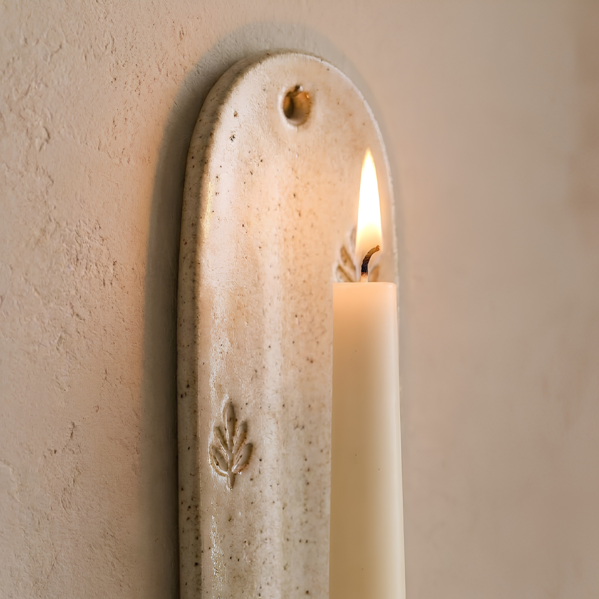 Handmade Ceramic Leaf Wall Candle Holder