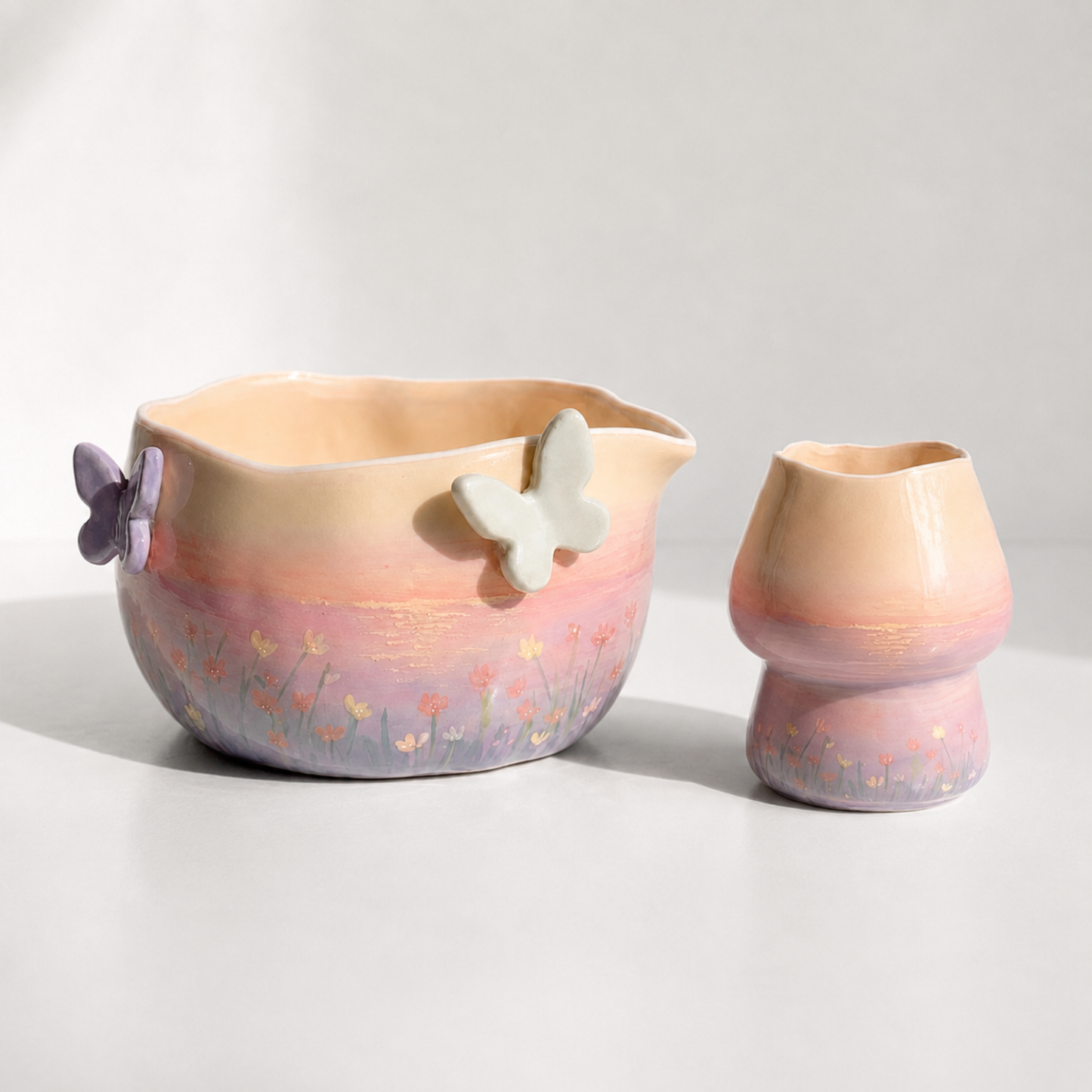 Sunset Butterfly Ceramic Matcha Set - NN006