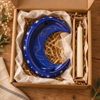Handmade Crescent Moon Ceramic Wall Candle Holder, Celestial Taper Candle Sconce, Star Wall Decor, Moon Lover Gift, Housewarming Gift