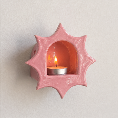 Ceramic Sunburst Wall Candle Holder - NN01